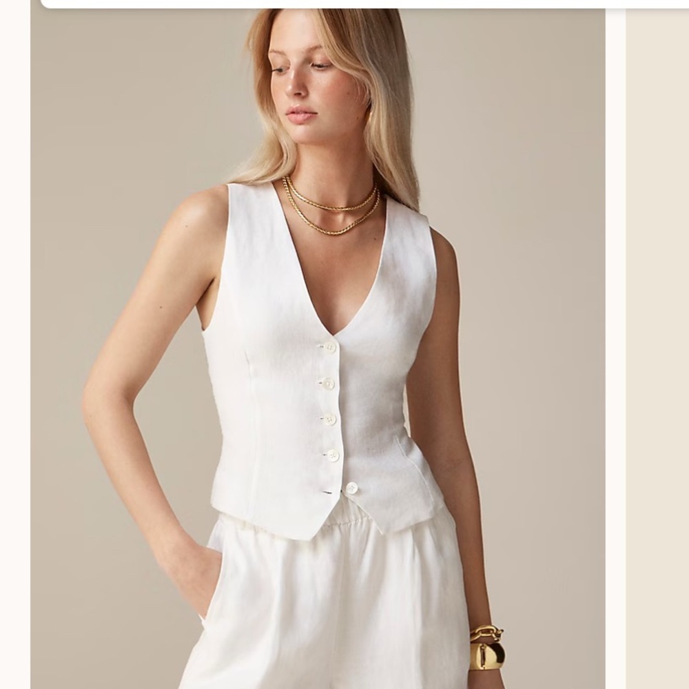 J. Crew Women's White Linen Vest